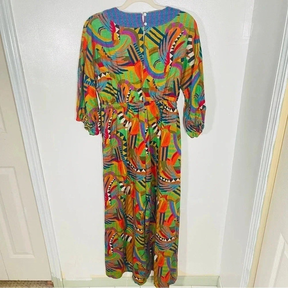 NEW Farm Rio Wide Leg Jumpsuit Anthropologie Tropical Print Linen Blend - Picture 12 of 14